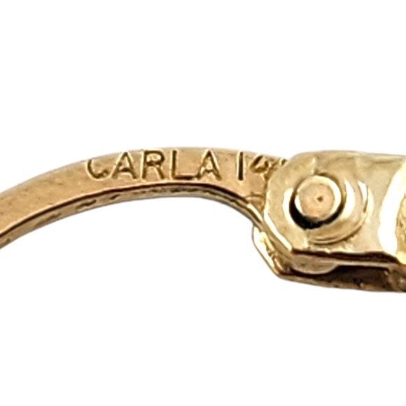 Carla 14 Karat Yellow Gold Textured Hoop Earrings #18903 - Picture 6 of 7